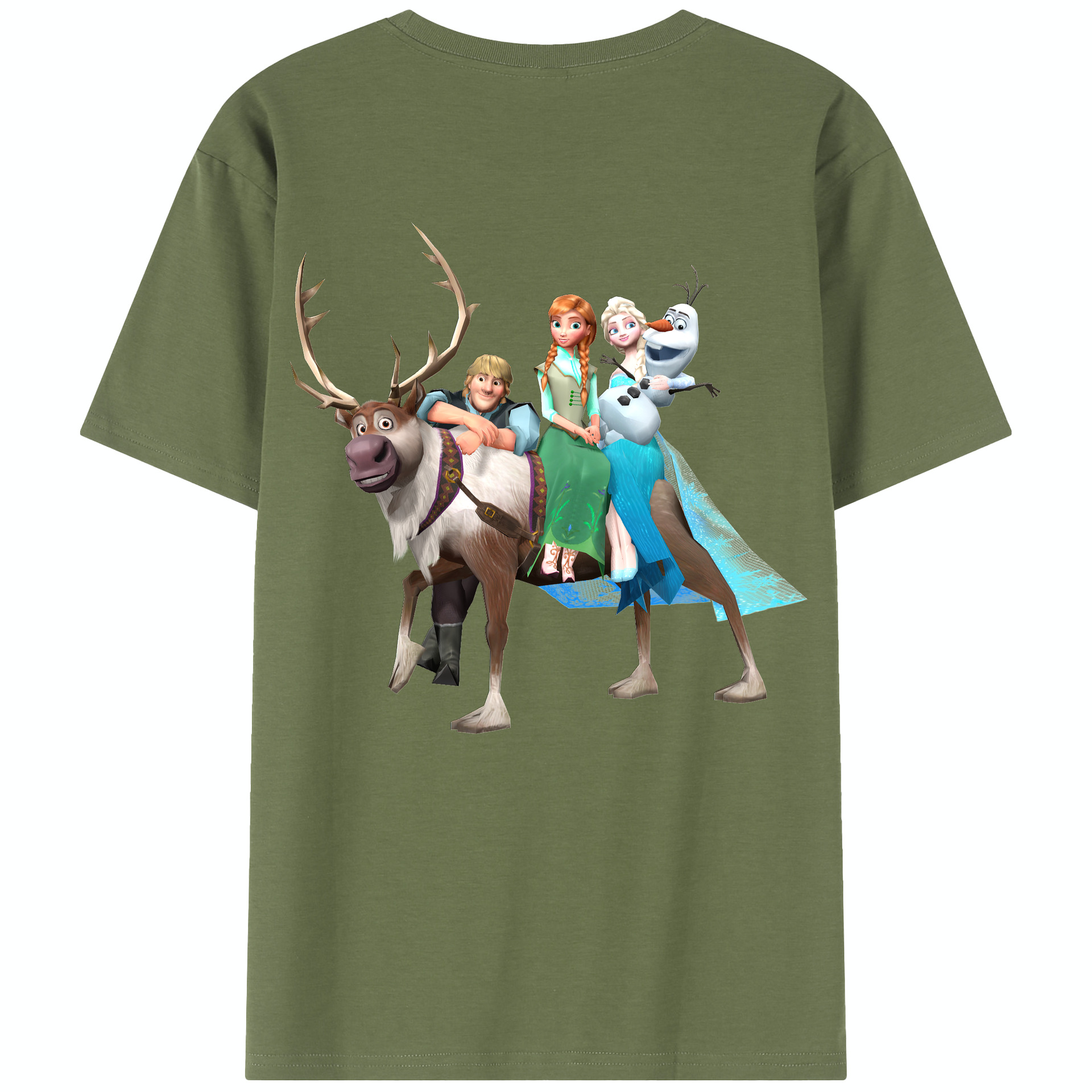 （画像用） アナと雪の女王 アンナ エルサ Frozen Anna Elsa 綿100％半袖Tシャツ（背面プリント）